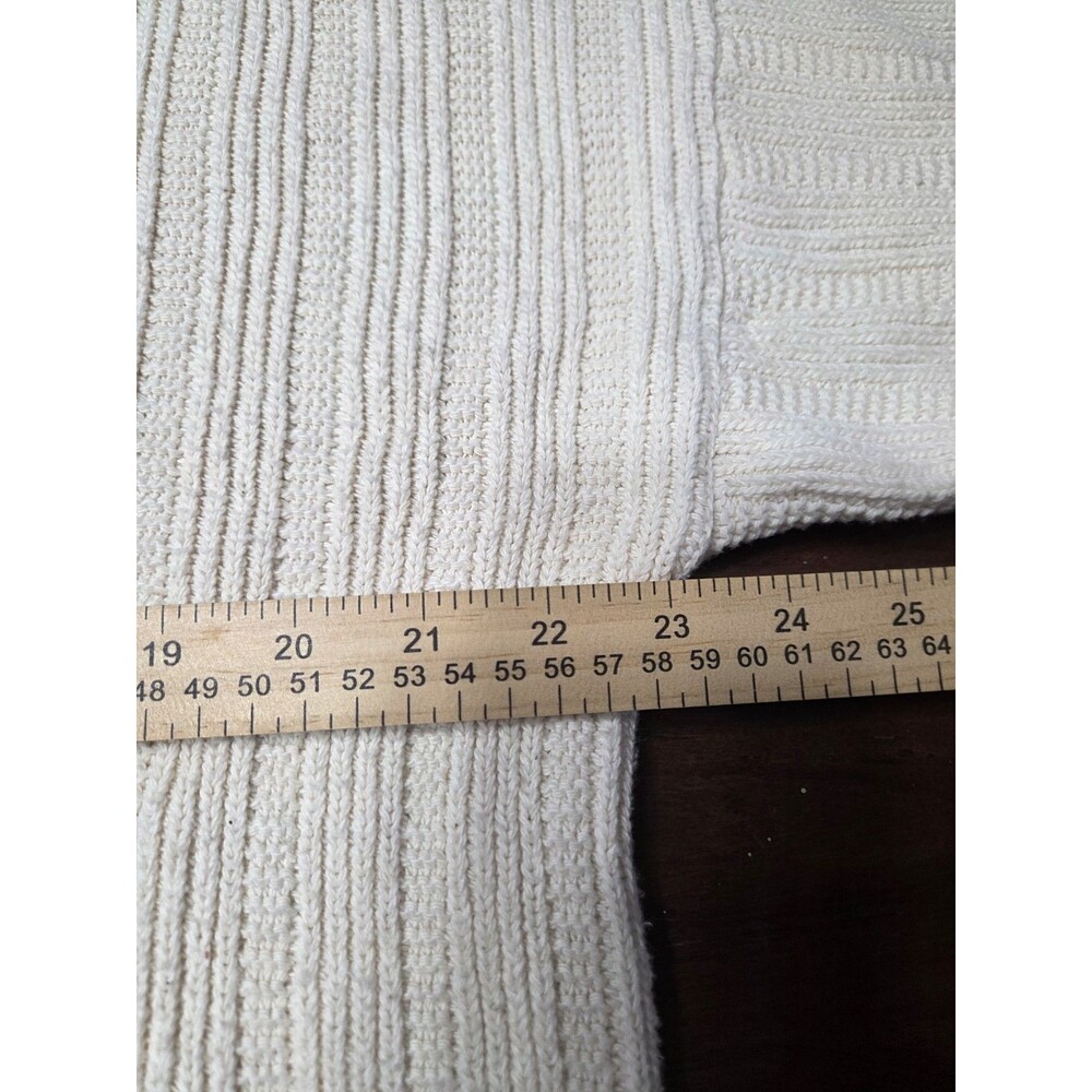 Hampton Bay Trading Co Vintage Sweater Large Cream White Ribbed Knit Cotton USA - Picture 3 of 5